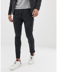 Pantalon chino à rayures verticales noir et blanc Jack & Jones