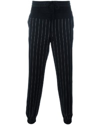 Pantalon chino à rayures verticales noir et blanc Juun.J