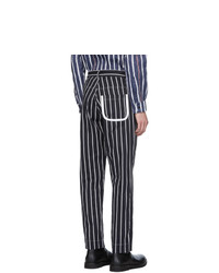 Pantalon chino à rayures verticales noir et blanc Daniel W. Fletcher