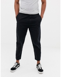 Pantalon chino à rayures verticales noir Bershka