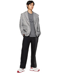 Pantalon chino à rayures verticales noir Feng Chen Wang
