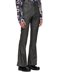 Pantalon chino à rayures verticales noir Anna Sui
