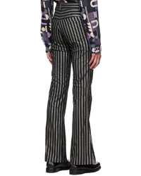 Pantalon chino à rayures verticales noir Anna Sui