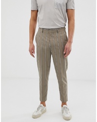 Pantalon chino à rayures verticales olive