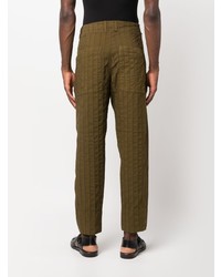 Pantalon chino à rayures verticales olive Transit
