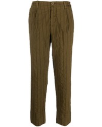 Pantalon chino à rayures verticales olive Transit