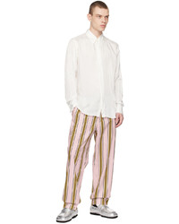 Pantalon chino à rayures verticales rose Dries Van Noten