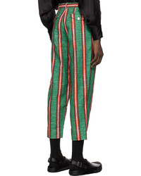Pantalon chino à rayures verticales vert Late Checkout