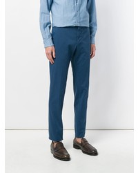 Pantalon chino bleu Dell'oglio