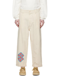 Pantalon chino brodé blanc Adish