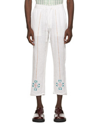 Pantalon chino brodé blanc HARAGO