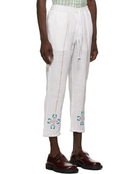 Pantalon chino brodé blanc HARAGO