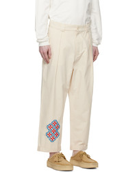 Pantalon chino brodé blanc Adish