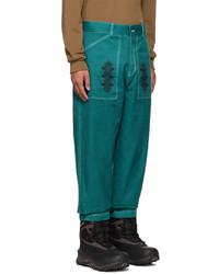 Pantalon chino brodé bleu canard Adish
