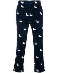 Pantalon chino brodé bleu marine Thom Browne