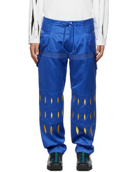 Pantalon chino brodé bleu