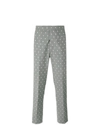 Pantalon chino brodé gris