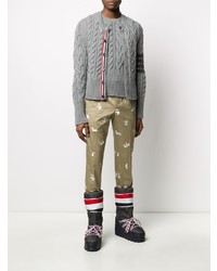 Pantalon chino brodé marron clair Thom Browne