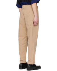 Pantalon chino brodé marron clair Casey Casey