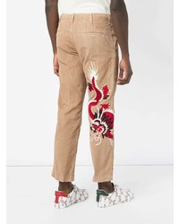 Pantalon chino brodé marron clair Gucci