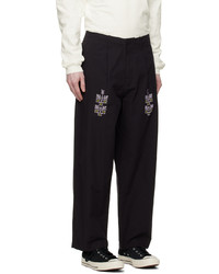 Pantalon chino brodé noir Adish