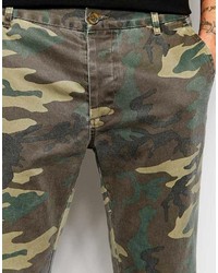 Pantalon chino camouflage vert foncé Asos