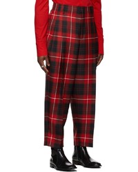 Pantalon chino écossais rouge et bleu marine LU'U DAN