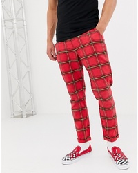 Pantalon chino écossais rouge ASOS DESIGN