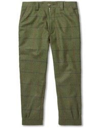 Pantalon chino écossais vert foncé
