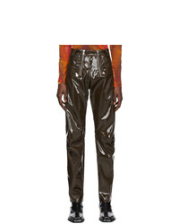 Pantalon chino en cuir marron foncé