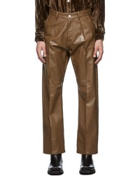 Pantalon chino en cuir marron