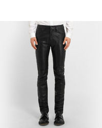 Pantalon chino en cuir noir Acne Studios