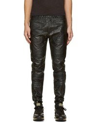 Pantalon chino en cuir noir Diesel Black Gold