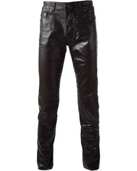 Pantalon chino en cuir noir Diesel Black Gold