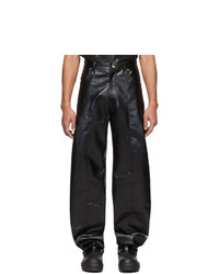 Pantalon chino en cuir noir Keenkee