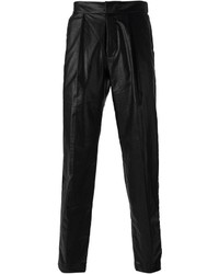 Pantalon chino en cuir noir MSGM