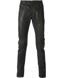 Pantalon chino en cuir noir Rick Owens