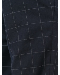Pantalon chino en laine à carreaux bleu marine Pt01