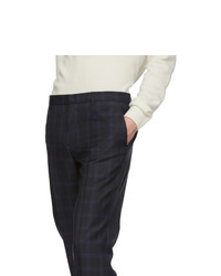 Pantalon chino en laine à carreaux bleu marine BOSS
