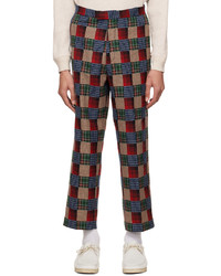 Pantalon chino en laine à carreaux gris foncé Beams Plus