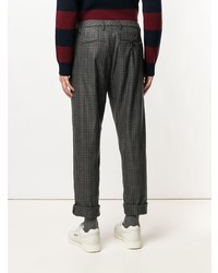 Pantalon chino en laine à carreaux gris foncé Dondup