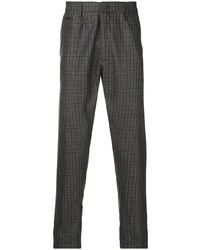Pantalon chino en laine à carreaux gris foncé Dondup