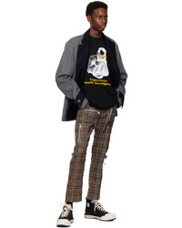 Pantalon chino en laine à carreaux gris foncé Undercover