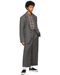 Pantalon chino en laine à carreaux gris foncé Junya Watanabe