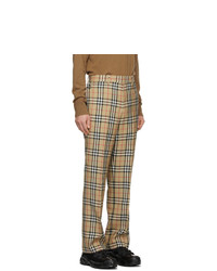 Pantalon chino en laine à carreaux marron clair Burberry