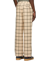 Pantalon chino en laine à carreaux marron clair Rassvet