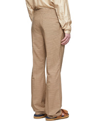 Pantalon chino en laine à carreaux marron clair Dries Van Noten