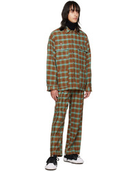Pantalon chino en laine à carreaux marron Jieda