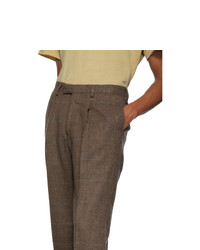 Pantalon chino en laine à carreaux marron Noah NYC
