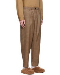 Pantalon chino en laine à carreaux marron Marni